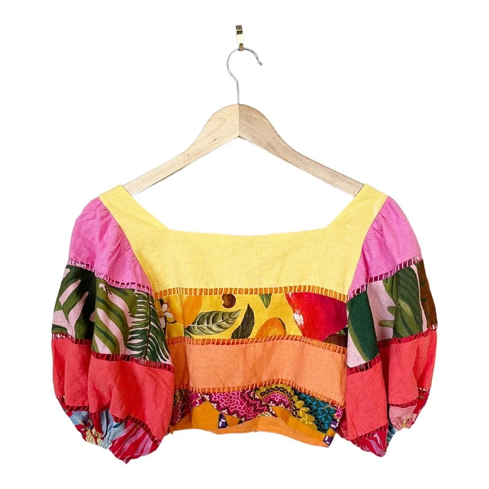 FARM Rio Multicolor Patchwork Crop Top - Picture 12 of 13